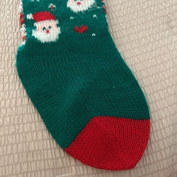 1980s Knit Santa Christmas Stocking - 2 Sided Santa Claus Faces - Picture 5 of 7